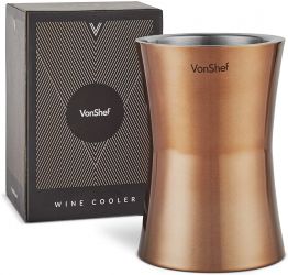 frapiera-pentru-vin-vonshef-1000118-material-inox-culoare-cupru-pereti-dubli-5555-1 Frapieră Vin VonShef 1000118 cu Cutie Cadou - Eleganță și Funcționalitate - imagine 1