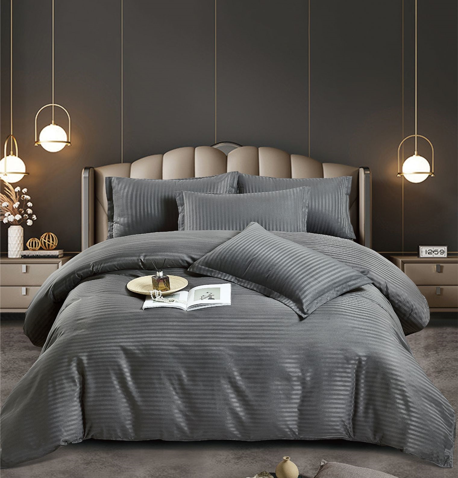 IMG-20230530-WA0015-1 Lenjerie king size Damasc Finet 6 piese Antracit pentru confortul suprem în dormitor - imagine 1