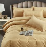 Lenjerie single Damasc Finet 4 piese Cappuccino - confort și eleganță pentru dormitor - imagine 2