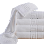 Prosop luxury 70x130cm bumbac pakistanez 620g/m² alb optic cu border Greek pentru hoteluri - imagine 4