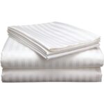 Set 10 Lenjerii Hoteliere King Size Damasc Satinat Bumbac cu Dunga 1 cm pentru Pat Matrimonial - imagine 2