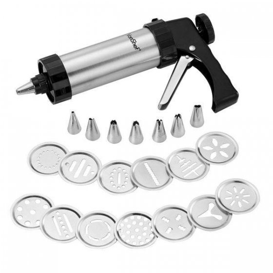 pistol-pentru-biscuiti-si-ornare-vonshef-1507820-22-piese-inlcuse-otel-inoxidabil-de-calitate-usor-de-curatat-6995-1 Pistol pentru Biscuiti si Ornare VonShef 1507820, Set 22 Piese din Otel Inoxidabil, Usor de Curatat - imagine 1