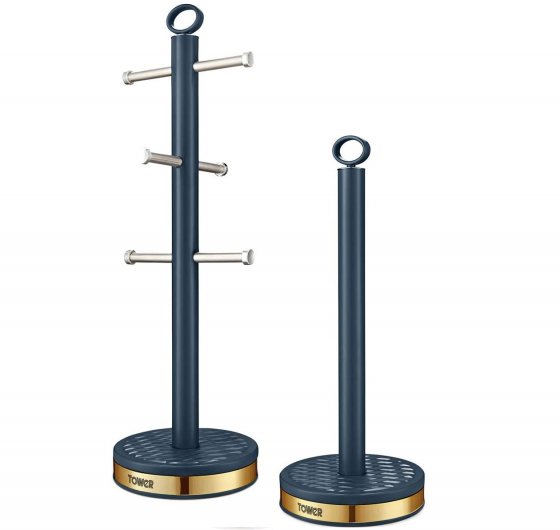 set-suport-vertical-de-depozitare-cani-si-suport-pentru-hartia-prosop-tower-t826092mnb-capacitate-6-cani-fabricate-din-otel-inoxidabil-finisaj-geometric-in-relief-culoare-albastru-inchis-6488-1 Set depozitare cani si suport hartie prosop Tower T826092MNB otel inoxidabil albastru inchis design geometric 6 cani - imagine 1