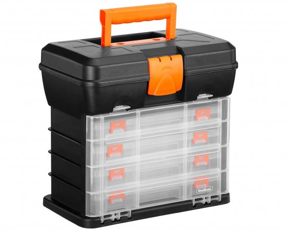 trusa-de-transport-scule-si-accesorii-vonhaus-3515111-4-sertare-transparente-cu-capac-si-cleme-de-prindere-din-plastic-6861-1 Trusa de transport și depozitare scule VonHaus 3515111 - organizare eficientă și portabilitate maximă - imagine 1
