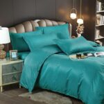 Lenjerie king size Damasc Finet 6 piese Turcoaz - Confort și Eleganță în Dormitor - imagine 3