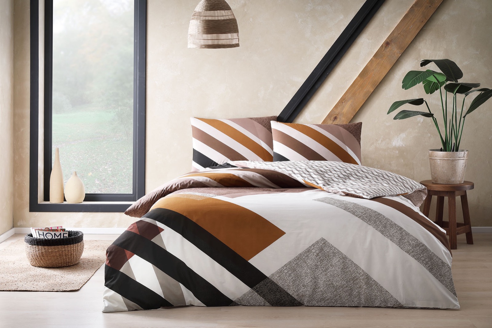 LENJERIE-BUMBAC-TRENT-TABA-CU-ELASTIC-TAC Lenjerie de pat Trent taba TAC cu elastic Bumbac Ranforce Antisifonare Design Modern - imagine 1