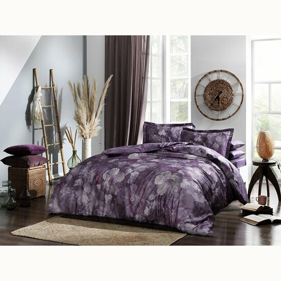 lenjerie-bumbac-satinat-boheme-mov-linens-king Lenjerie de pat Boheme mov Digital TAC din Bumbac Satinat DELUXE pentru un dormitor elegant - imagine 1