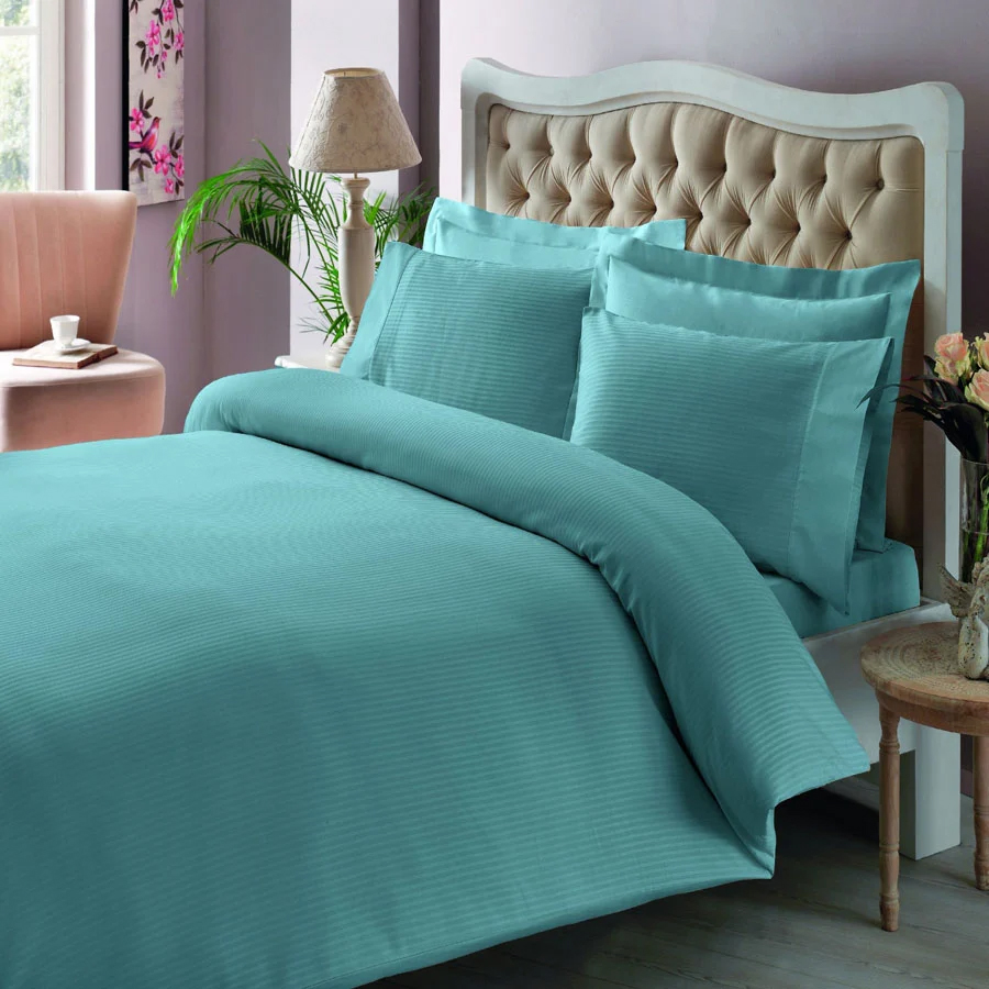 lenjerie-bumbac-satinat-deluxe-aqua-tac Lenjerie de pat Premium Stripe aqua din damasc dublu satinat 100% bumbac TAC - imagine 1
