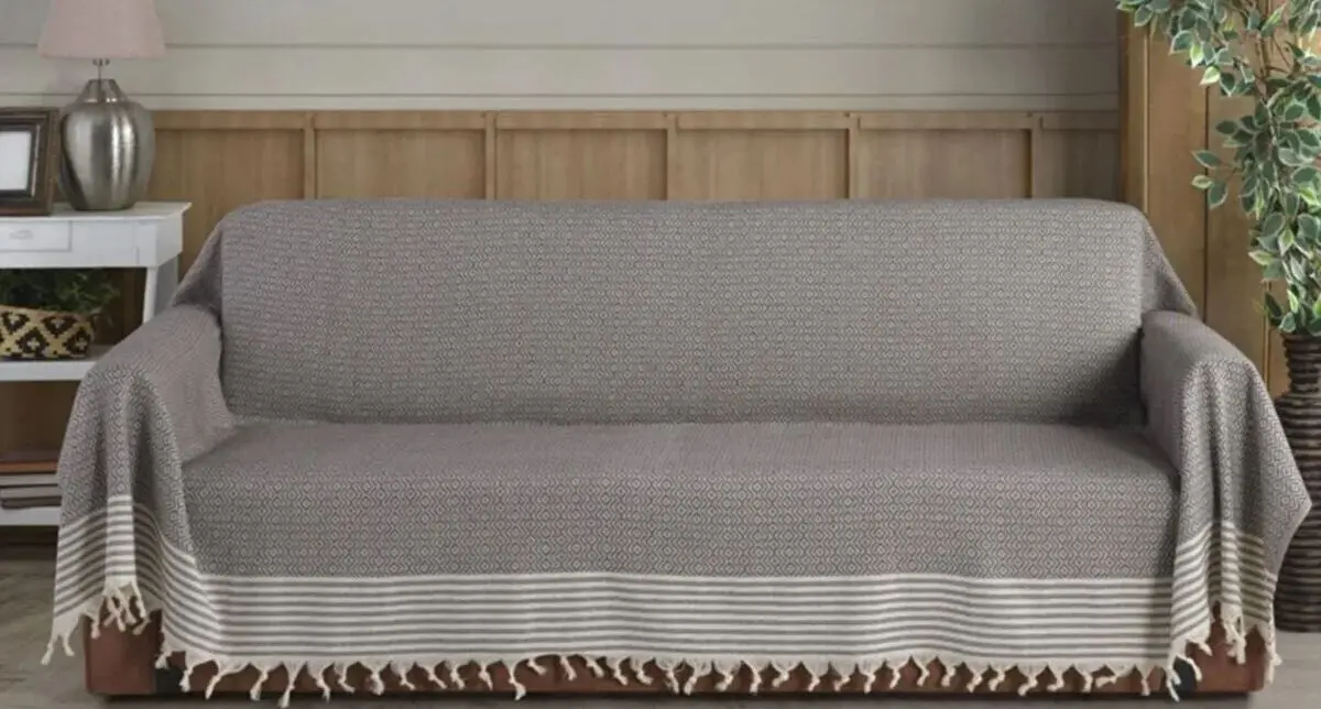pled-cu-ciucuri-bumbac-alegra-albastru-jpg Pled de pat bumbac Alegra albastru 180x220 cm cu ciucuri, modern si durabil - imagine 1