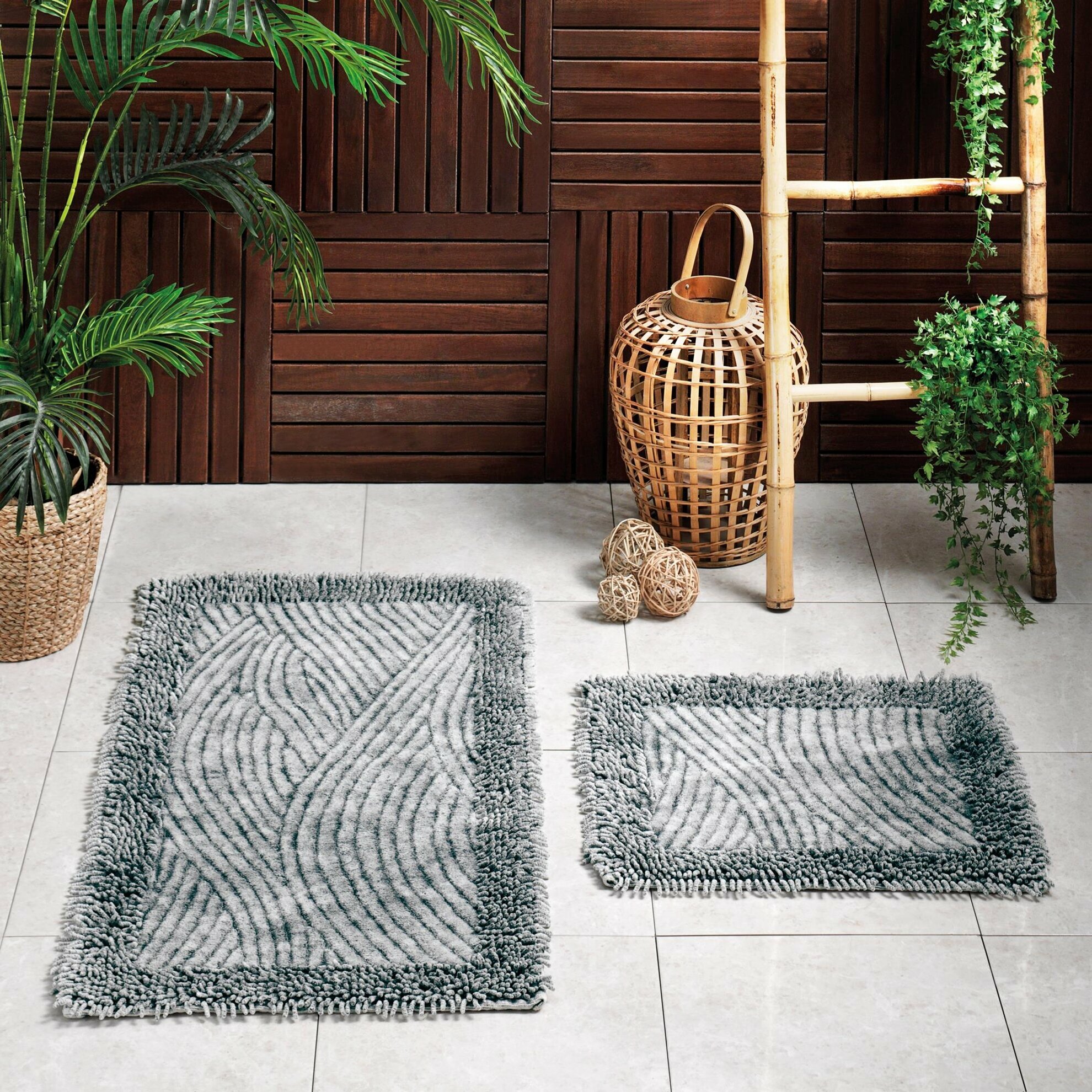 set-baie-tac-ambrosia-antracit Set 2 Covorase de Baie Bumbac 100% TAC Gri 50x60cm si 60x100cm - imagine 1