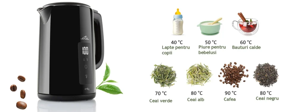 Fierbător Electric ETA Emily 4595 90000 cu Pereti Dubli și Afișaj LED 2200W 1.5L