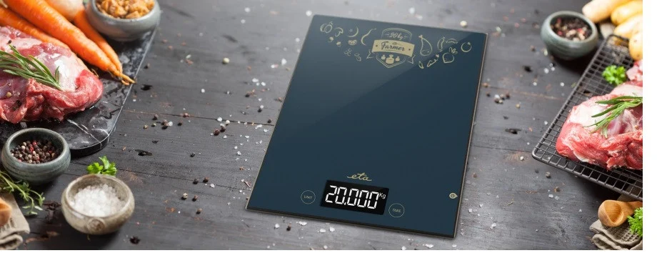 Cantar digital de bucatarie ETA Farmer 4777 90000 negru 20 Kg cu control tactil si functie TARA