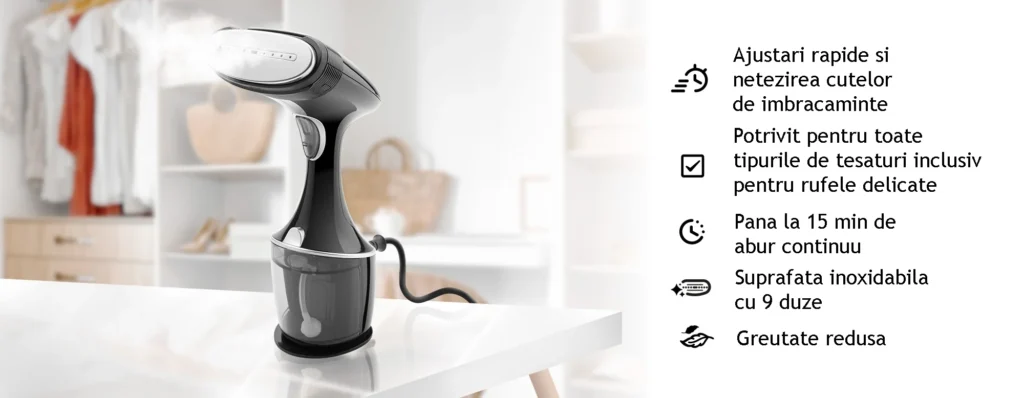 Aparat de calcat vertical cu aburi ETA Naomi 4270 90000 eficient pentru toate tesaturile