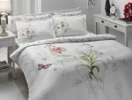 Lenjerie de pat Nicole pudra TAC din bumbac dublu satinat deluxe 200x220 cm 240x260 cm