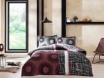 Lenjerie de pat bordou Lionel TAC Bumbac Satinat Deluxe 200x220 cm pentru un somn odihnitor