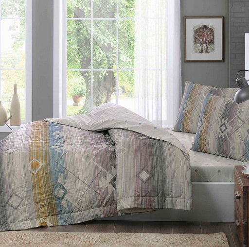 SET-DORMIT-JASPER-BEJ-TAC-BUMBAC Set lenjerie și cuvertură matlasată TAC Jasper bej 100% bumbac ranforce 220x230 cm - imagine 1