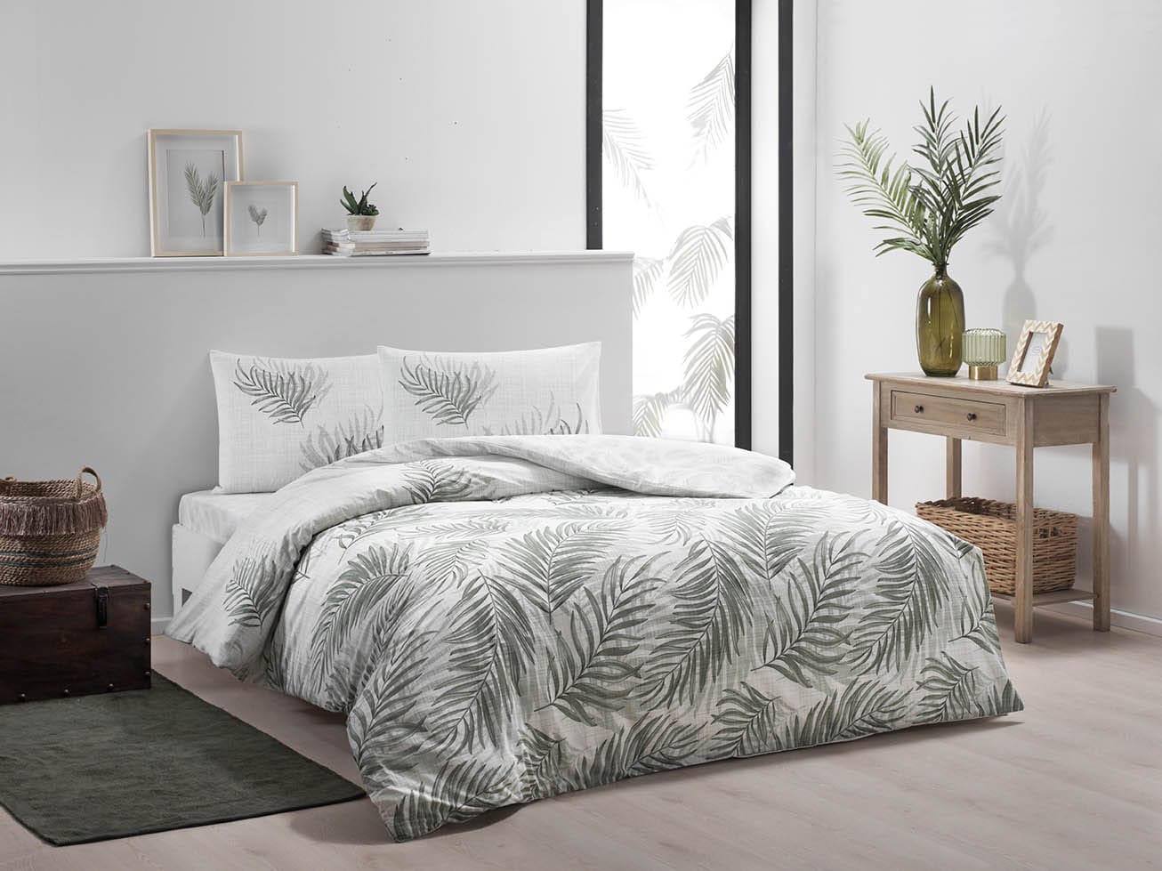 lenjerie-bumbac-lenora-verde-tac Lenjerie de pat Lenora verde TAC din bumbac Ranforce 200x220 cm, design modern antisifonare - imagine 1