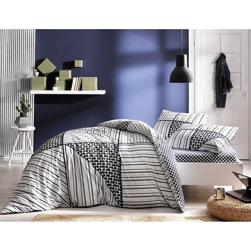 lenjerie-bumbac-raforce-zone-tac Lenjerie de pat Zone TAC bumbac Ranforce 160x200 cm cu elastic design modern antisifonare - imagine 1