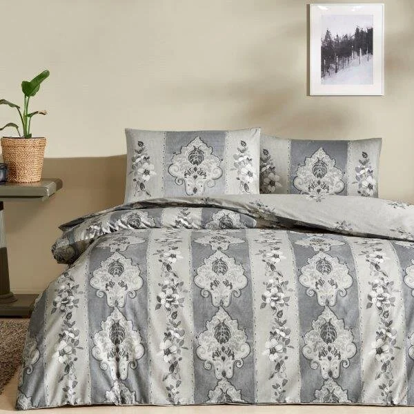 lenjerie-bumbac-ranforce-edwina-gri-tac Lenjerie de pat Edwina gri TAC din bumbac Ranforce 200x220 cm modernă antisifonare - imagine 1