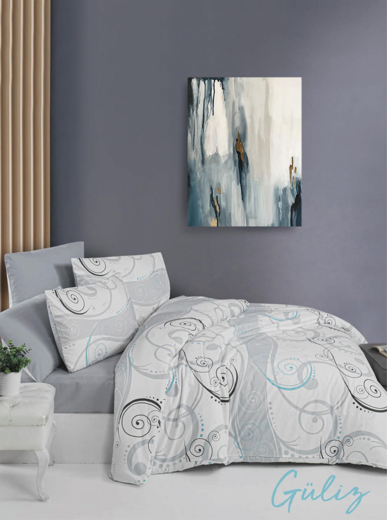 lenjerie-bumbac-ranforce-guliz-victoria Lenjerie de pat Guliz VICTORIA 100% bumbac Ranforce 200x220 cm design modern antisifonare - imagine 1