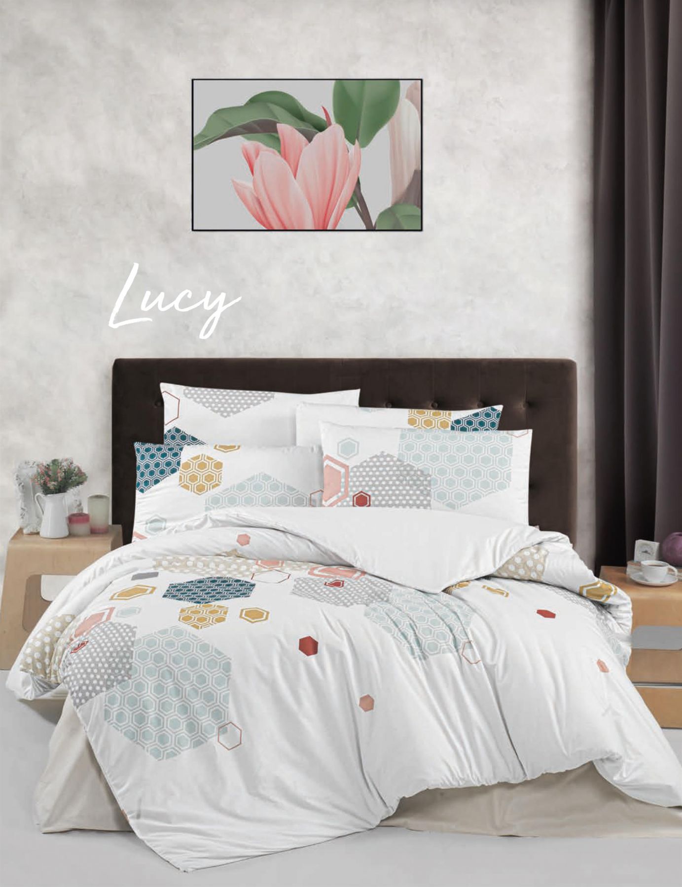 lenjerie-bumbac-ranforce-lucy-victoria Lenjerie de pat Lucy VICTORIA Bumbac Ranforce 200x220 cm Design Modern Antisifonare - imagine 1
