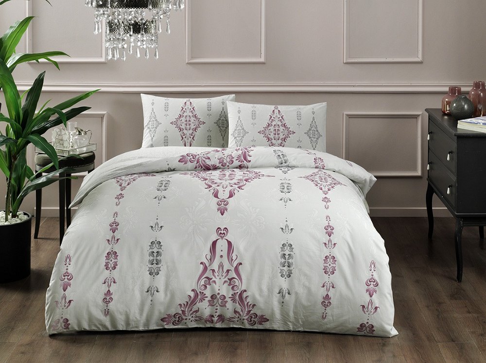 lenjerie-bumbac-ranforce-zahara-bordo-tac Lenjerie de pat Zahara bordo 200x220 cm Bumbac Ranforce TAC Premium Antisifonare - imagine 1