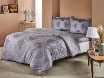 lenjerie-bumbac-satinat-corette-gri Lenjerie de pat Corette gri 100% bumbac satinat deluxe 200x220 cm TAC - imagine 1