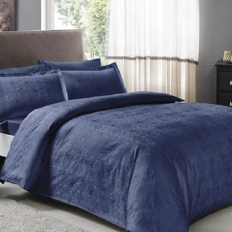lenjerie-bumbac-satinat-damasc-nodus-bleumarin-tac Lenjerie de pat Nodus bleumarin TAC Damasc dublu satinat DELUXE 100% bumbac natural dimensiuni 200x220 cm 240x260 cm 50x70 cm - imagine 1