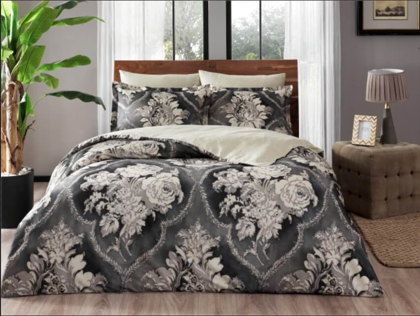 lenjerie-digital-meroe-bej-satin-deluxe-tac Lenjerie de pat Meroe bej Bumbac Satinat Deluxe 200x220 cm Antisifonare TAC Cadou Elegant - imagine 1