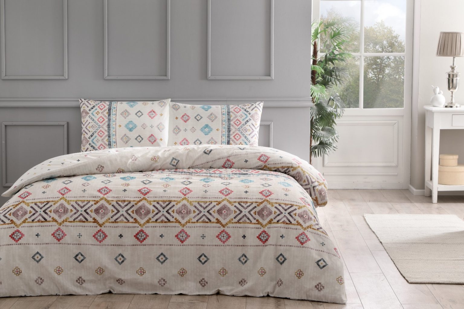 lenjerie-elastic-bumbac-tac-terra Lenjerie de pat Terra TAC 100% bumbac Ranforce cu elastic 160x200 cm design modern antisifonare - imagine 1