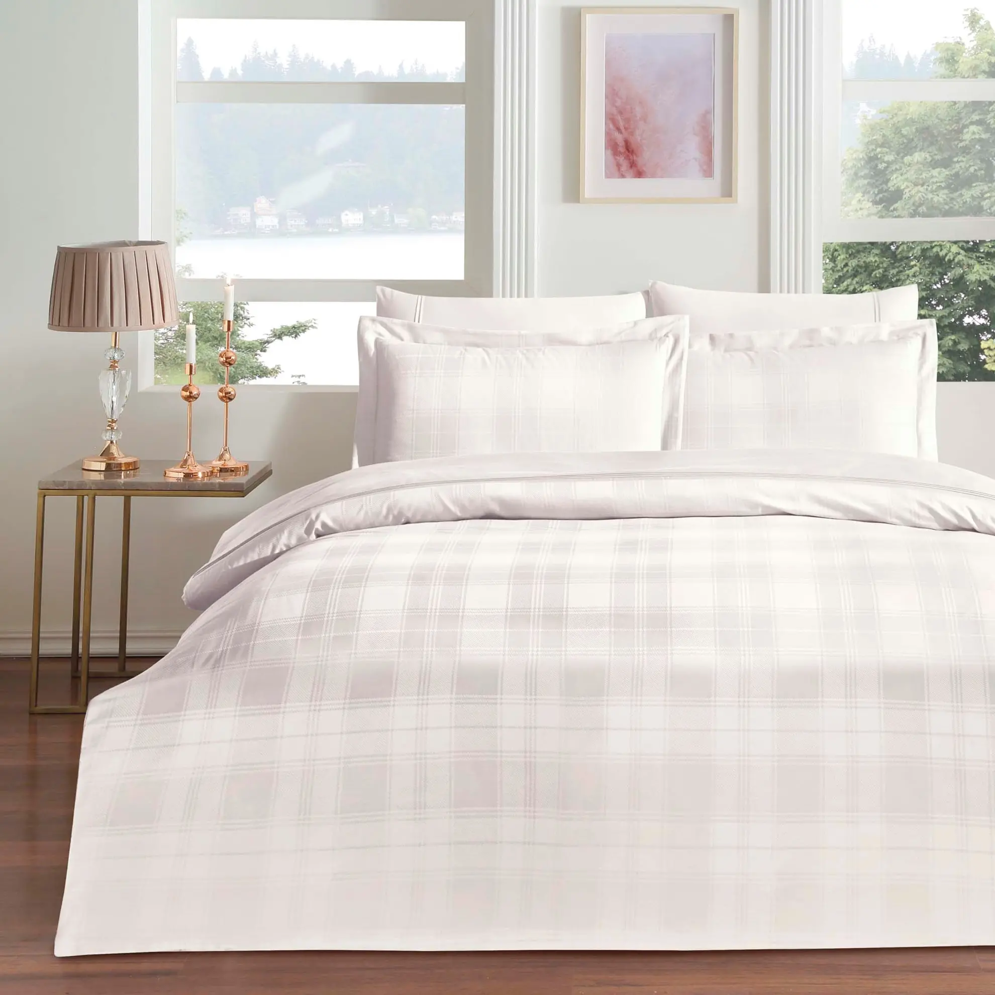 lenjerie-pat-jaquard-deluxe-carly-ecru-tac-jpeg Lenjerie de pat Carly ecru 100% bumbac satinat dublu mercelizat 200x220 cm TAC DELUXE - imagine 1