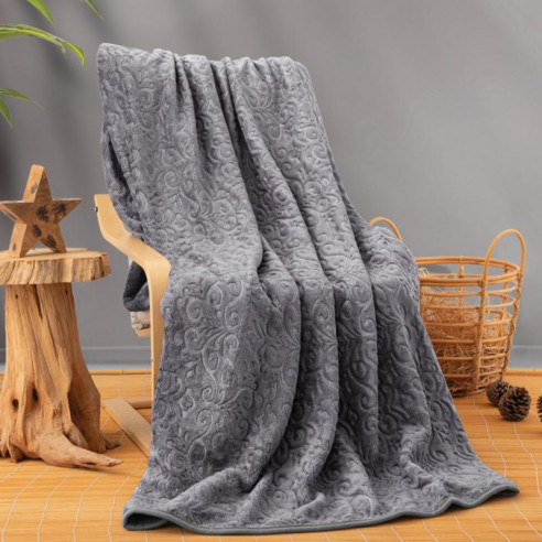 patura-cocolino-antracit-floral-220 Patura Embosata Cocolino Antracit Floral 200x220cm Poliester pentru Dormitor - imagine 1