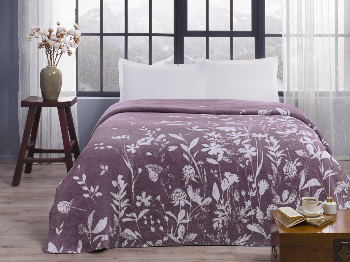 patura-tac-bumbac-caprice-gul Patura pentru pat Caprice lila TAC 200 x 220 cm din bumbac si acril, rezistenta la sifonare si decolorare, ideala pentru primavara-toamna - imagine 1