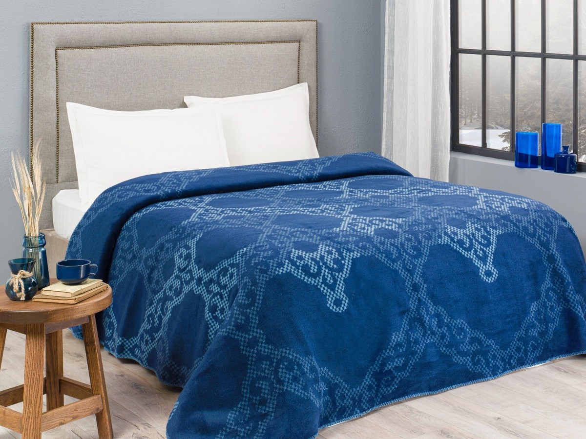 patura-tac-bumbac-celesta-mavi Patura pentru pat Celesta albastru TAC 200 x 220 cm bumbac acril rezistenta sifonare primavara-toamna - imagine 1