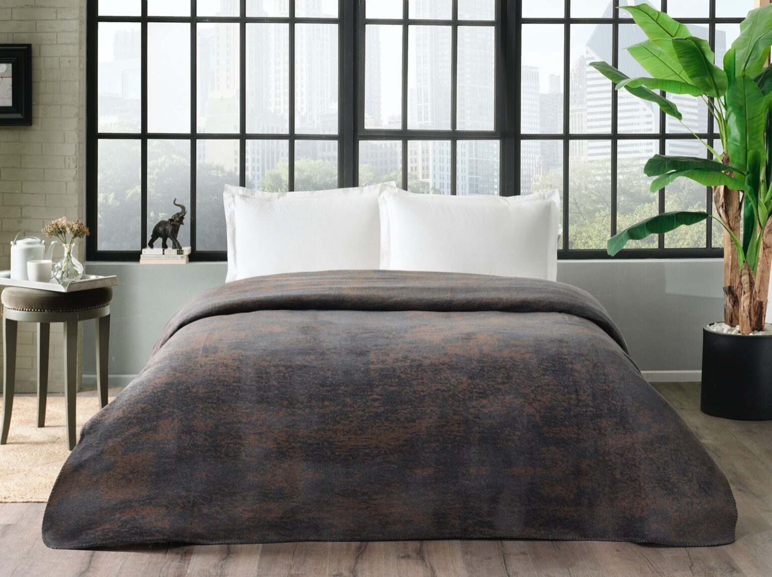 patura-tac-bumbac-hermes-antrasit Pătura Hermes antrasit TAC 200x220 cm din bumbac și acril, rezistentă la sifonare - imagine 1