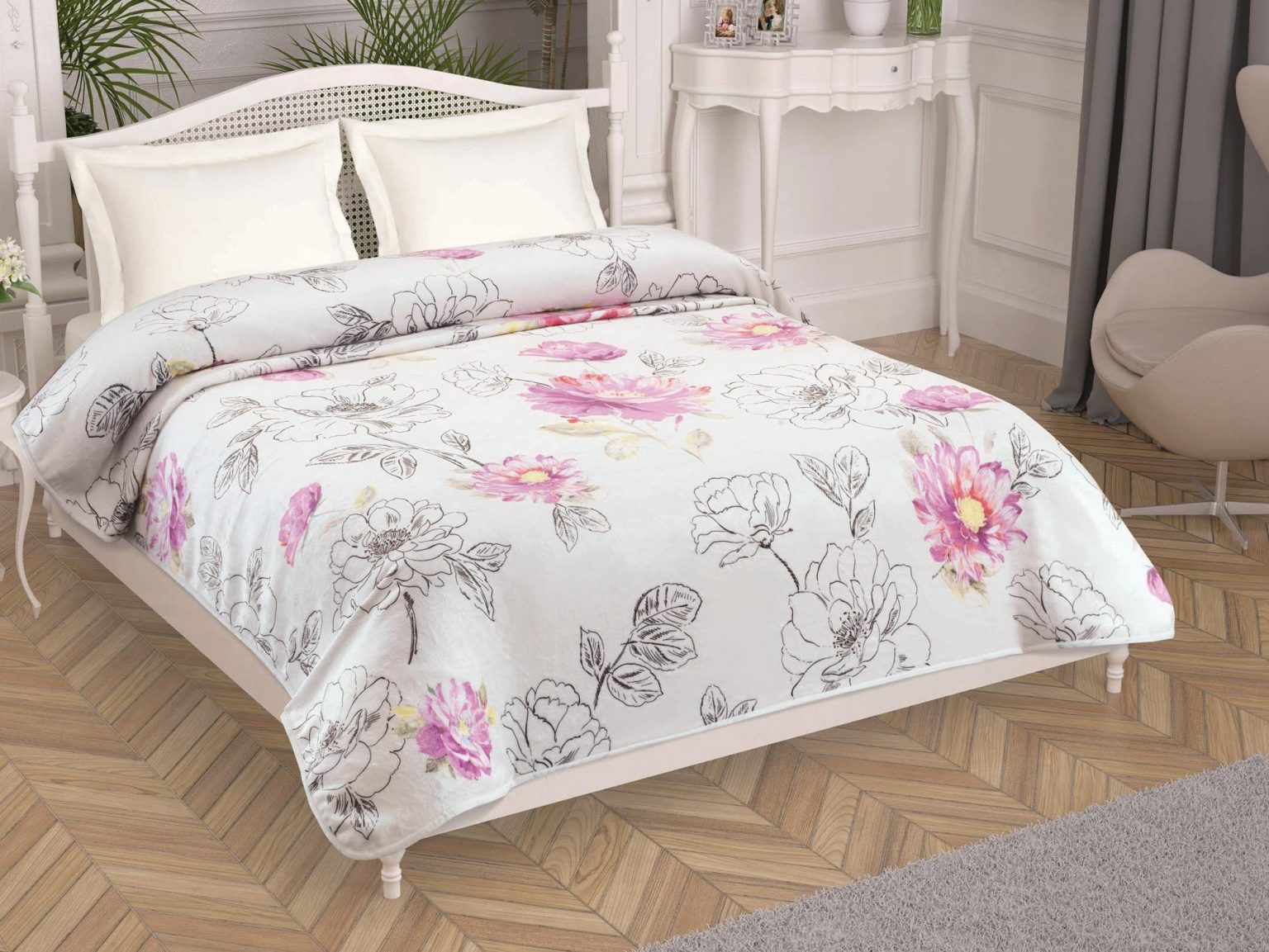 patura-tac-flowers-tac Patura pentru pat Flowers TAC 220 x 240 cm poliester rezistent decorativă pentru dormitor - imagine 1