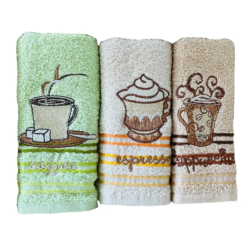 set-3-prosoape-bucatarie-bumbac-cafea-3-gul-jpg Set 3 prosoape bucătărie 30x50cm bumbac 100% Cafea Gul ambalate în cutie carton - imagine 1