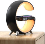 Lampa Smart LED RGB Mare cu Difuzor Bluetooth, Încărcător Wireless 15W, Ceas Muzical cu Alarmă și Control prin Aplicație, 16 Milioane de Culori Ambientale - imagine 3