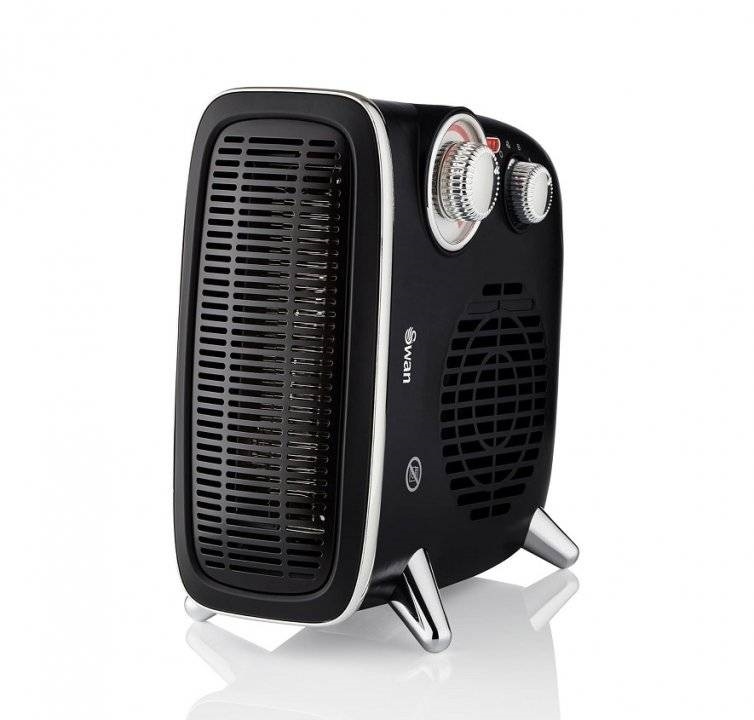 AERO 1 Aeroterma Electrica Swan SH27020N 2000W Verticala si Orizontala cu Termostat Reglabil, Protectie Supraincalzire, Design Retro cu Finisaje Crom, Dimensiuni 24x12x24.5 cm - imagine 1