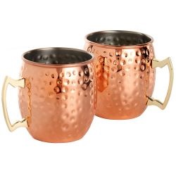 CANA 1 Set 2 Cani Moscow Mule VonShef din Otel Inoxidabil si Cupru 10cm x 9cm, Design Elegant, Izolare Termica, Cadou Ideal - imagine 1