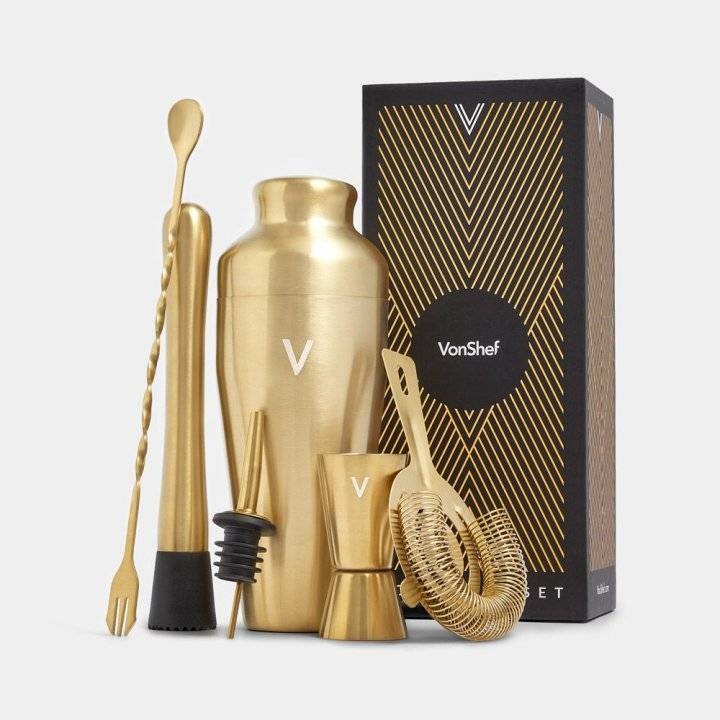 S1 Set cocktail Parisian Beautify 6 piese din otel inoxidabil rose gold, shaker 500 ml VonShef, cadou perfect pentru iubitorii de cocktail-uri - imagine 1