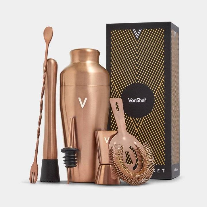 SEE1 Set Cocktail Parisian Beautify 6 Piese din Oțel Inoxidabil Rose Gold, Shaker 500ml, VonShef - Articole Bar Elegante pentru Cocktailuri Delicioase - imagine 1