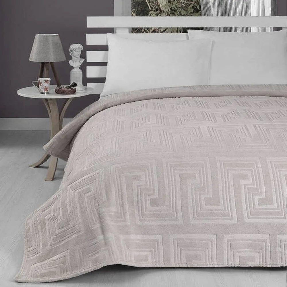 PATURA-COCOLINO-MINK-514-GRI-jpg Pătură Embosată Cocolino Vizon Geometric 200x220 cm din Microfleece pentru Confort și Eleganță în Dormitor - imagine 1