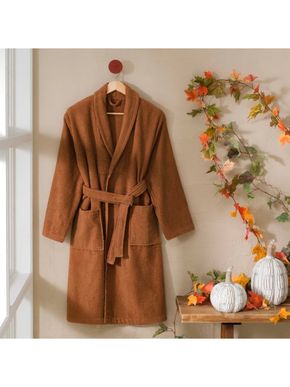 halat-baie-din-bumbac-salyako-basic-maro-s-m-tac Halat baie bumbac natural Salyako basic maro S/M TAC - confort și eleganță acasă - imagine 1