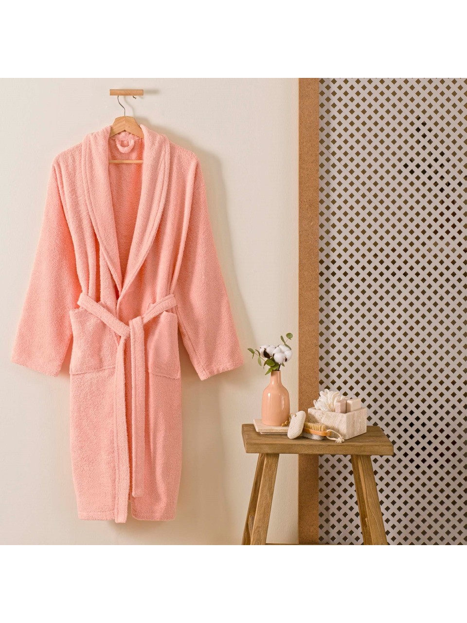 halat-baie-din-bumbac-salyako-basic-somon-l-xl-tac Halat baie din bumbac natural Salyako basic somon L/XL TAC - Confort și eleganță pentru relaxare acasă - imagine 1