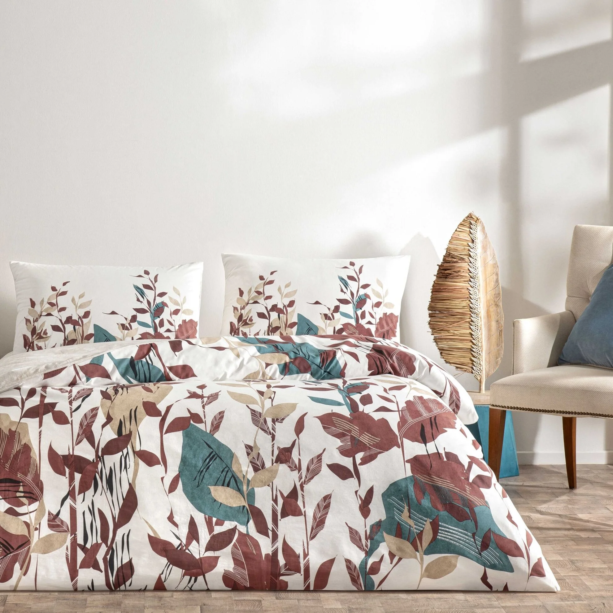 lenjerie-de-pat-daisy-ecru-tac-bumbac-ranforce Lenjerie de pat Daisy ecru 200x220 cm Bumbac Ranforce TAC Premium Antisifonare Design Modern - imagine 1
