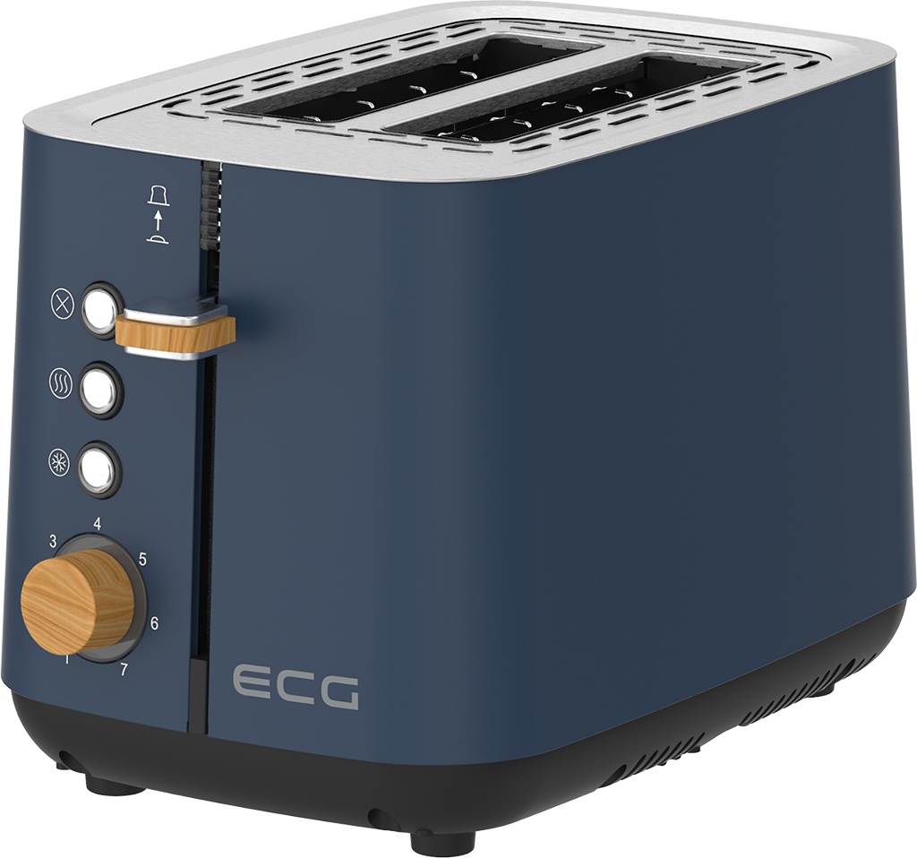 Prajitor de paine ECG ST 2768 Timber Petrol Prajitor de paine ECG ST 2768 Timber Petrol 925 W 2 felii 7 trepte otel inoxidabil cu elemente din lemn albastru indigo - imagine 1