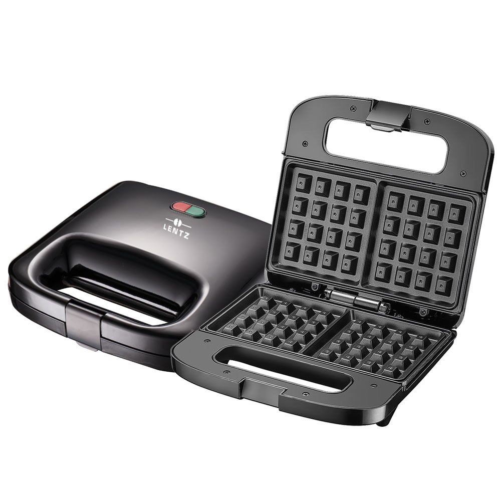 Aparat pentru preparat vafe LENTZ 29023 Aparat Vafe LENTZ 29023 750W Antiaderent Negru cu Control Automată Temperatură - imagine 1