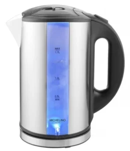 Fierbător electric MICHELINO 74320, 2200W, 1.7L, inox, pereti dubli, LED albastru
