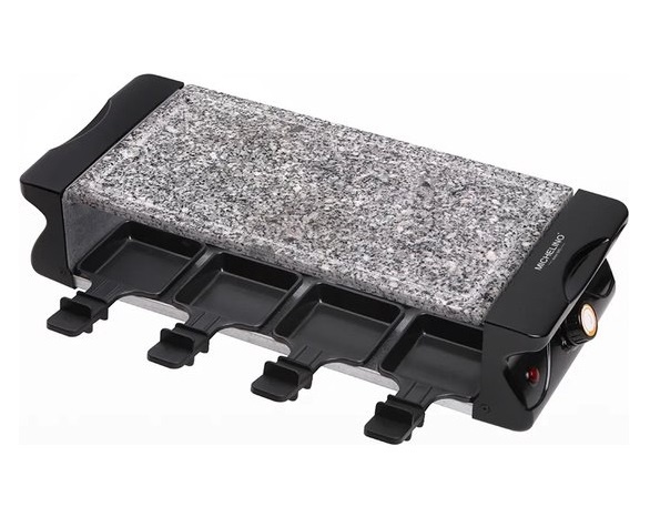 Gratar electric Raclette MICHELINO 74384 Gratar electric Raclette MICHELINO 74384 cu piatra naturala din granit si 8 tigai antiaderente pentru mese festive - imagine 1